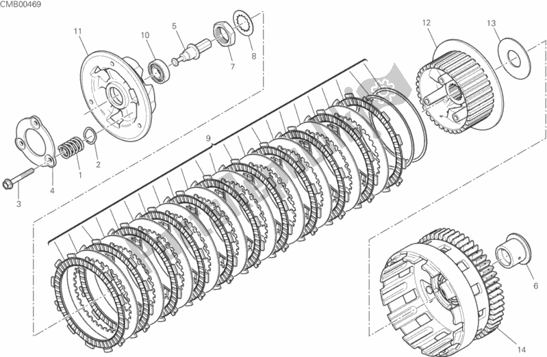 All parts for the Clutch of the Ducati Hypermotard 939 SP USA 2016